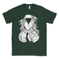 Sports Green Lung Cancer white ribbon with boxing gloves Classic Tee - NancyCooperArtShop