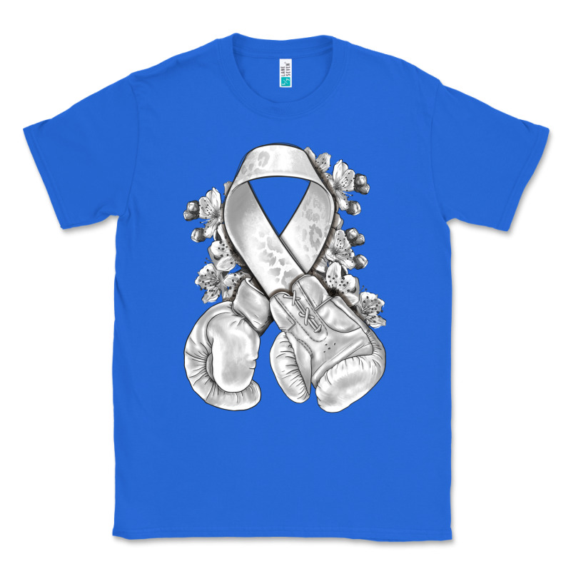 Lung Cancer White Ribbon With Boxing Gloves Classic Tee by NancyCooperArtShop | Teevron