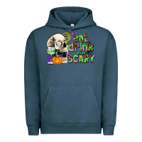 Pigment Midnight Navy eat drınk and be scary Urban Hoodie - AdoDesignShop