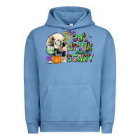 Pigment Pebble Blue eat drınk and be scary Urban Hoodie - AdoDesignShop