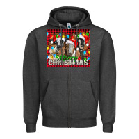 Charcoal Heather Merry Christmas  With Goats Zipper Hoodie - LillyAllenDesigns