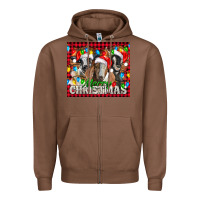 Chestnut Merry Christmas  With Goats Zipper Hoodie - LillyAllenDesigns