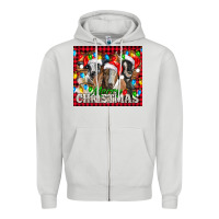 Dove Grey Merry Christmas  With Goats Zipper Hoodie - LillyAllenDesigns