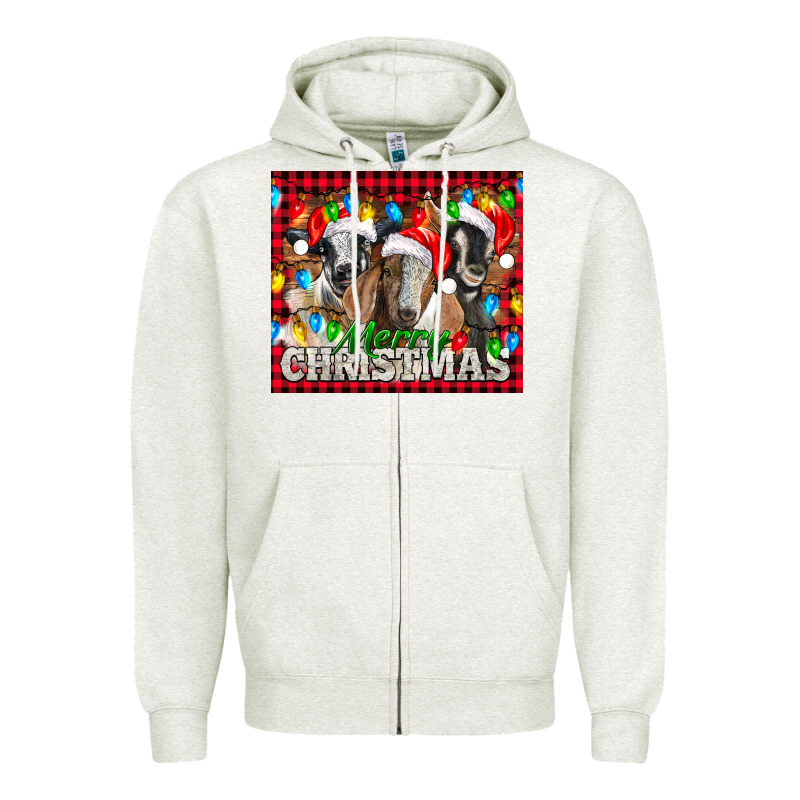 Merry Christmas  With Goats Zipper Hoodie by LillyAllenDesigns | Teevron