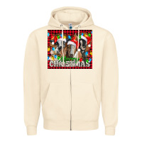 Sandshell Merry Christmas  With Goats Zipper Hoodie - LillyAllenDesigns