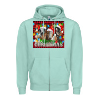 Seafoam Merry Christmas  With Goats Zipper Hoodie - LillyAllenDesigns