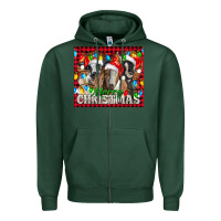 Sports Green Merry Christmas  With Goats Zipper Hoodie - LillyAllenDesigns