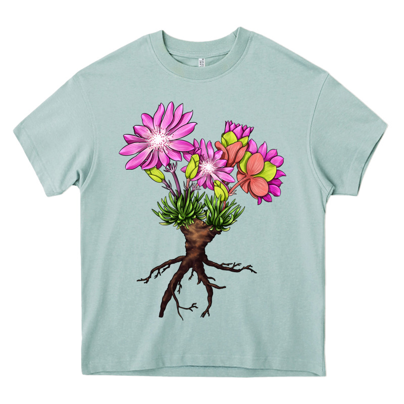 Bitterroot Flower Illustrations Heavy Core Tee by LillyAllenDesigns | Teevron