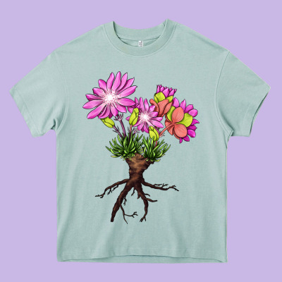 Bitterroot Flower Illustrations Heavy Core Tee Designed By Lillyallendesigns