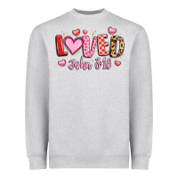 Heather Grey loved john 3 16 Heavyweight Sweatshirt - LillyAllenDesigns