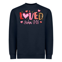Navy loved john 3 16 Heavyweight Sweatshirt - LillyAllenDesigns