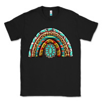 Black Western Rainbow with Leopard and Gemstone Classic Tee - texasbilliewilder