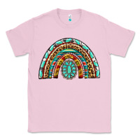 Bubblegum Pink Western Rainbow with Leopard and Gemstone Classic Tee - texasbilliewilder