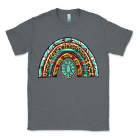 Charcoal Heather Western Rainbow with Leopard and Gemstone Classic Tee - texasbilliewilder