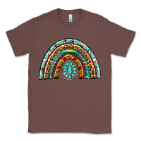 Chestnut Western Rainbow with Leopard and Gemstone Classic Tee - texasbilliewilder