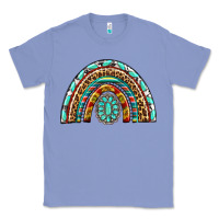 Colony Blue Western Rainbow with Leopard and Gemstone Classic Tee - texasbilliewilder