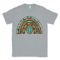 Heather Grey Western Rainbow with Leopard and Gemstone Classic Tee - texasbilliewilder