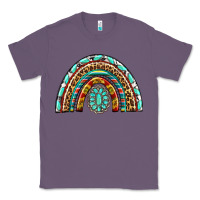 Lavender Western Rainbow with Leopard and Gemstone Classic Tee - texasbilliewilder