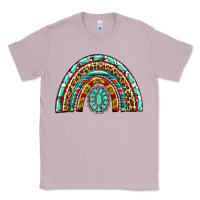 Lilac Western Rainbow with Leopard and Gemstone Classic Tee - texasbilliewilder