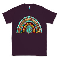 Plum Western Rainbow with Leopard and Gemstone Classic Tee - texasbilliewilder