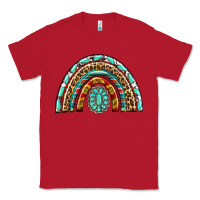 Red Western Rainbow with Leopard and Gemstone Classic Tee - texasbilliewilder