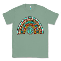 Sage Western Rainbow with Leopard and Gemstone Classic Tee - texasbilliewilder