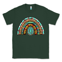 Sports Green Western Rainbow with Leopard and Gemstone Classic Tee - texasbilliewilder