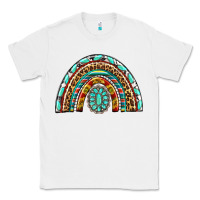 White Western Rainbow with Leopard and Gemstone Classic Tee - texasbilliewilder