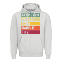 Dove Grey Keep Calm And Let Ezra Handle This Funny Retro Quote Zipper Hoodie - minhPixels