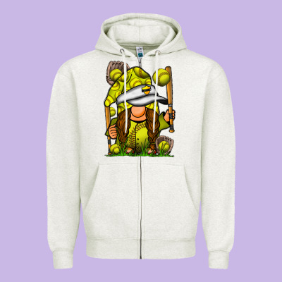 Softball Gnome Zipper Hoodie Designed By Sublimationcraftshop