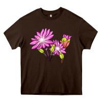 Chocolate Brown Bitterroot Flower Illustrations Heavy Core Tee - LillyAllenDesigns