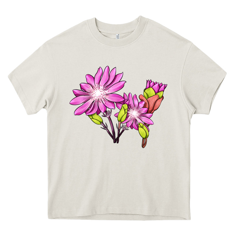Bitterroot Flower Illustrations Heavy Core Tee by LillyAllenDesigns | Teevron