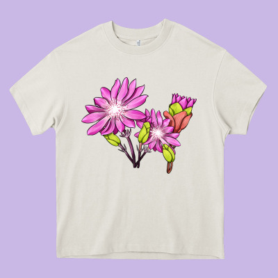 Bitterroot Flower Illustrations Heavy Core Tee Designed By Lillyallendesigns