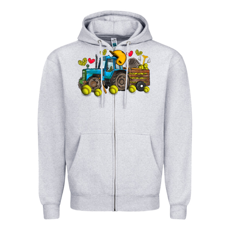 Softball Tractor Zipper Hoodie by SublimationCraftShop | Teevron