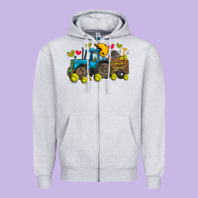Softball Tractor Zipper Hoodie Designed By Sublimationcraftshop