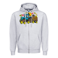 Heather Grey softball tractor Zipper Hoodie - SublimationCraftShop
