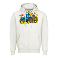 Oatmeal Heather softball tractor Zipper Hoodie - SublimationCraftShop