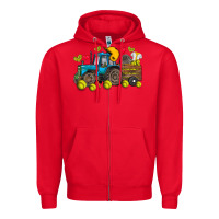 Red softball tractor Zipper Hoodie - SublimationCraftShop
