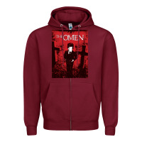 Burgundy The Omen Horror Movie Zipper Hoodie - minhPixels