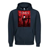 Navy The Omen Horror Movie Zipper Hoodie - minhPixels