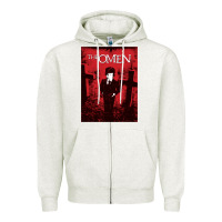 Oatmeal Heather The Omen Horror Movie Zipper Hoodie - minhPixels