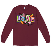 Burgundy Easter love Happy Easter Day Long Sleeve Tee - CowGirlArtShop