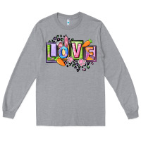 Heather Grey Easter love Happy Easter Day Long Sleeve Tee - CowGirlArtShop