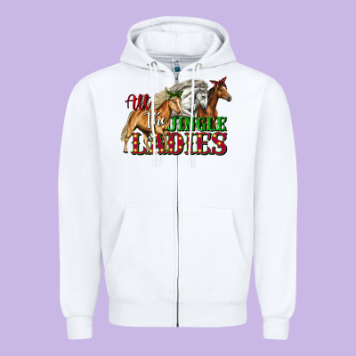 All The Jingle Ladies Christmas Horses Zipper Hoodie Designed By Lillyallendesigns