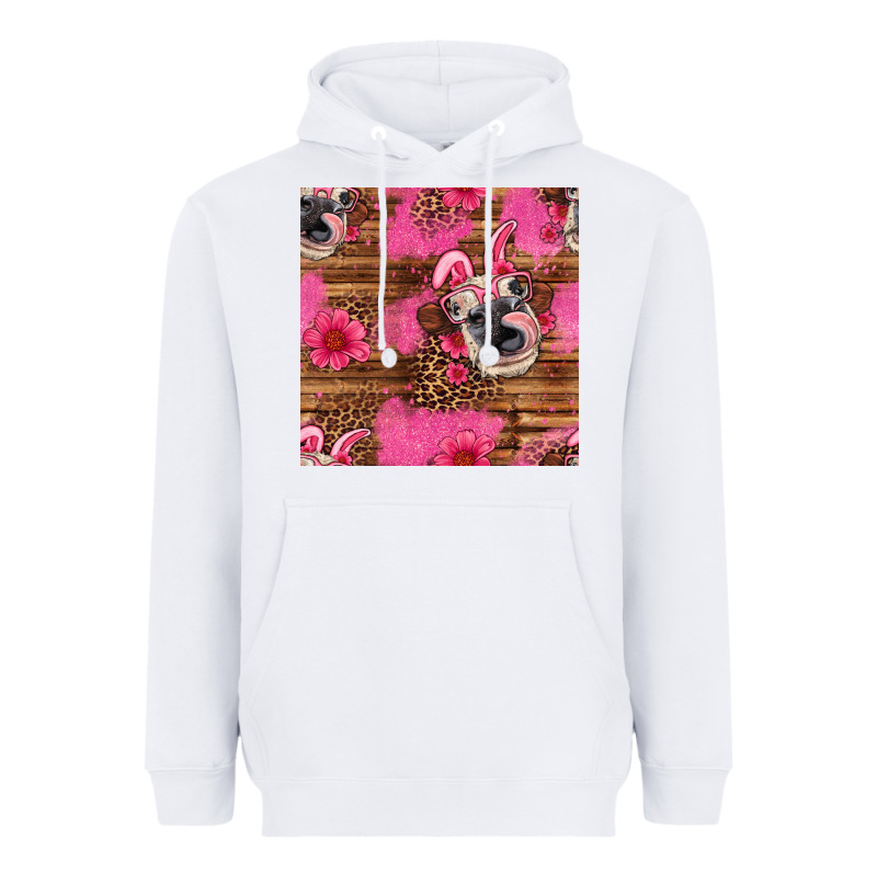 Easter Heifer With Bunny Ears Seamless Pattern Heavyweight Hoodie by Artiststas | Teevron