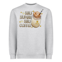Heather Grey Half Human Half Coffee Heavyweight Sweatshirt - CowhideDigitalArt
