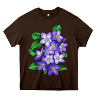 Chocolate Brown Mayflower Plant Illustrations Heavy Core Tee - LillyAllenDesigns