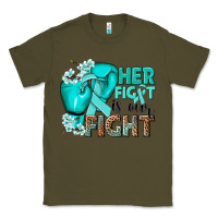 Army Green Her fight is our fight Ovarian Cancer teal ribbon Classic Tee - NancyCooperArtShop