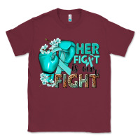 Burgundy Her fight is our fight Ovarian Cancer teal ribbon Classic Tee - NancyCooperArtShop