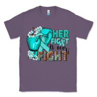 Lavender Her fight is our fight Ovarian Cancer teal ribbon Classic Tee - NancyCooperArtShop
